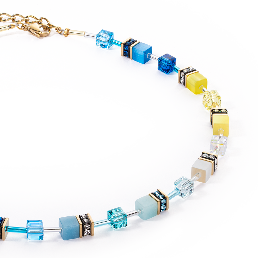 GeoCUBE® Iconic necklace turquoise-yellow