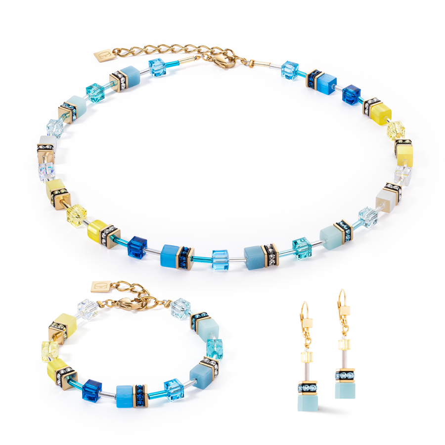 GeoCUBE® Iconic necklace turquoise-yellow