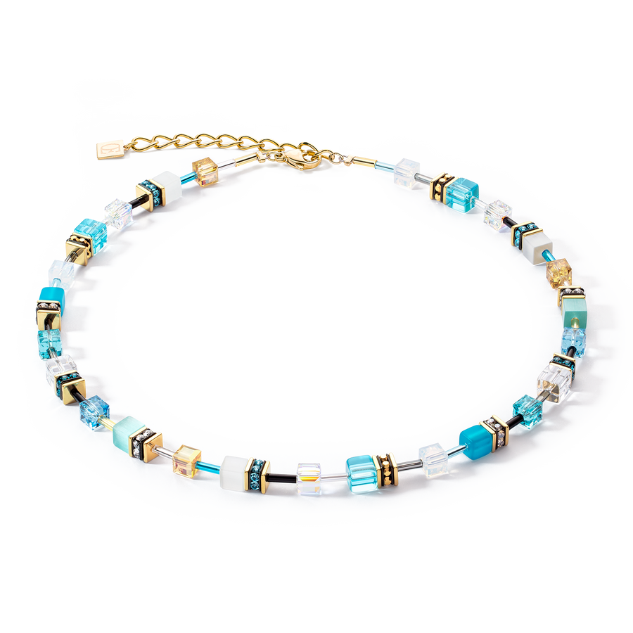 GeoCUBE® Iconic necklace gold turquoise