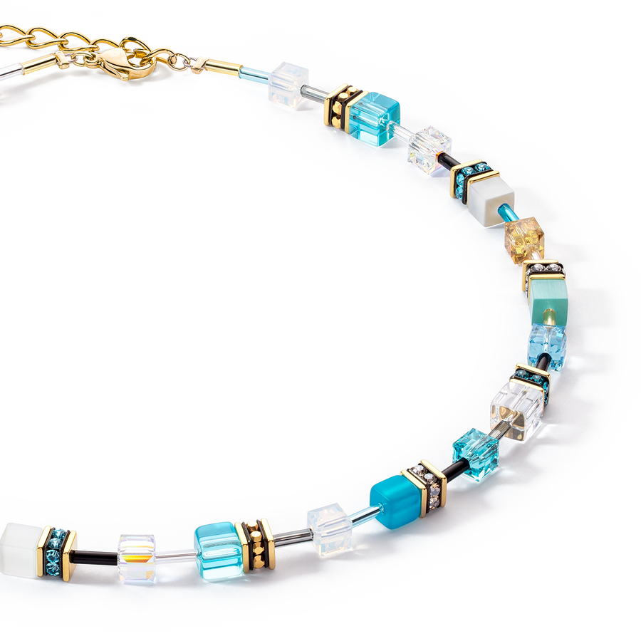 GeoCUBE® Iconic necklace gold turquoise