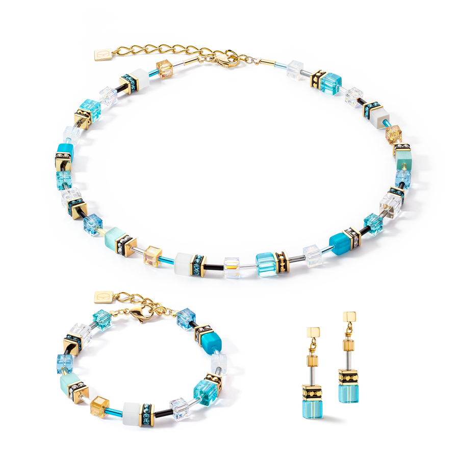 GeoCUBE® Iconic necklace gold turquoise