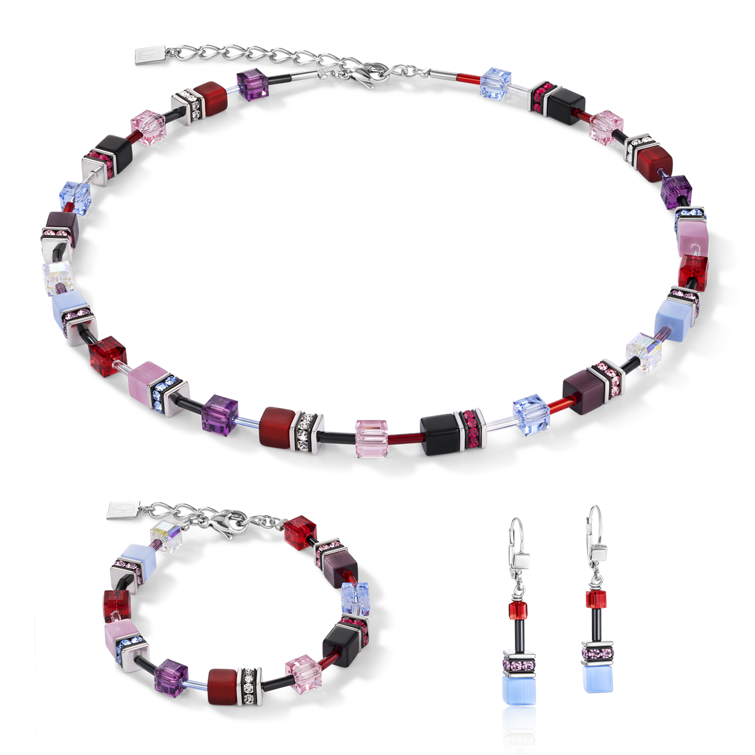 GeoCUBE® Necklace purple-red-blue