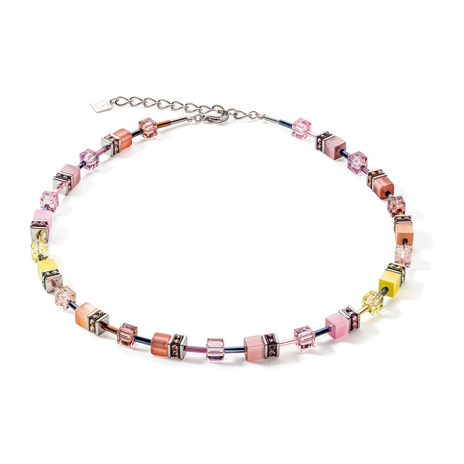 GeoCUBE® Iconic Multicolour Vintage necklace lilac-yellow