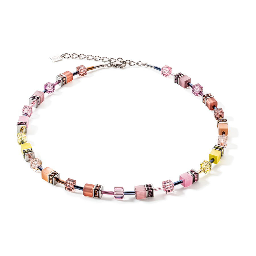 GeoCUBE® Iconic Multicolour Vintage necklace lilac-yellow