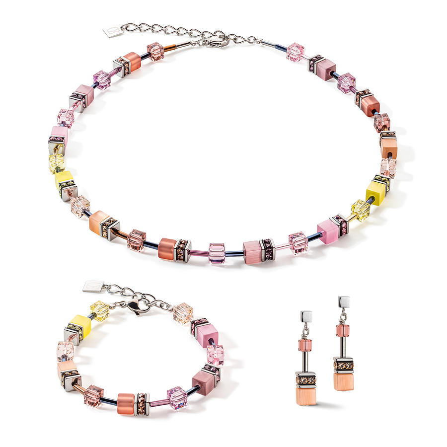 GeoCUBE® Iconic Multicolour Vintage necklace lilac-yellow