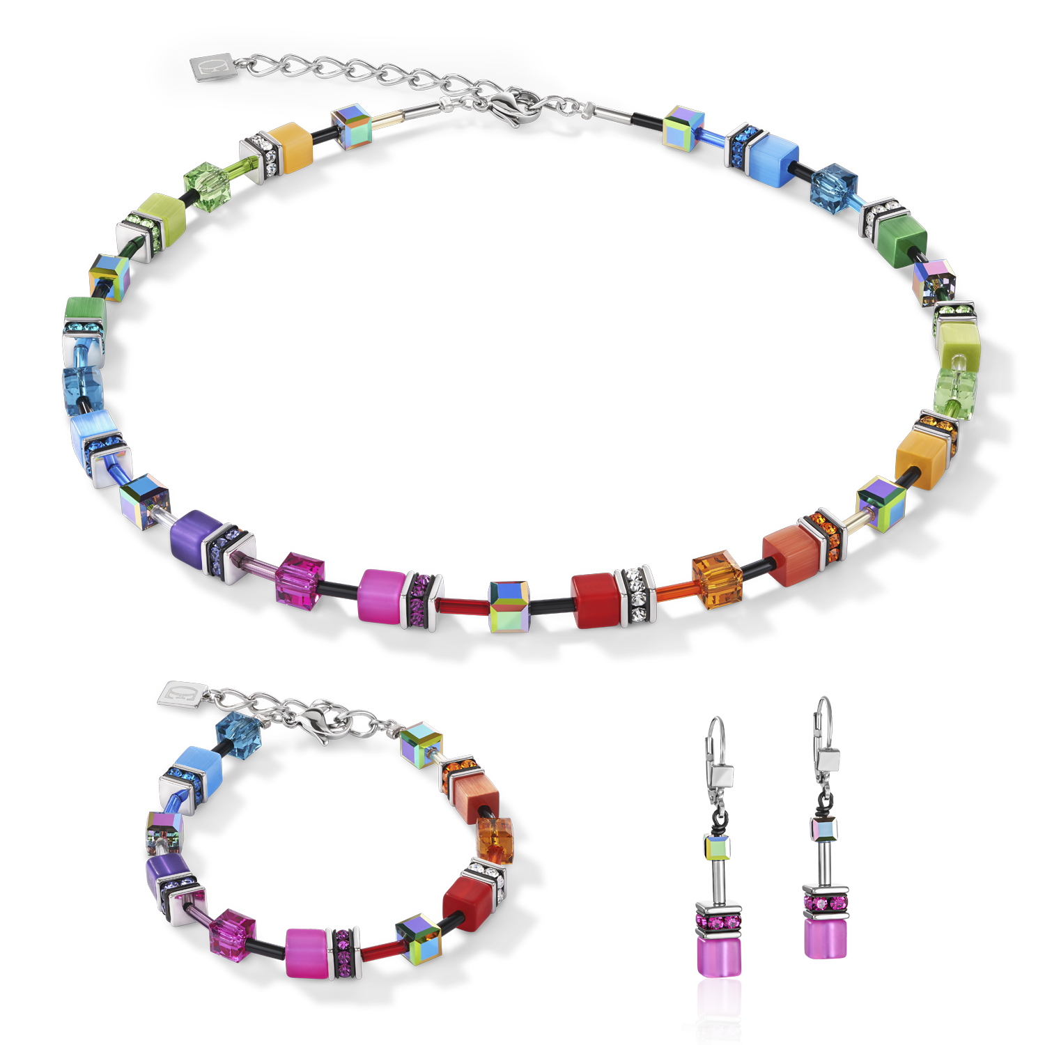 GeoCUBE® necklace multicolour rainbow