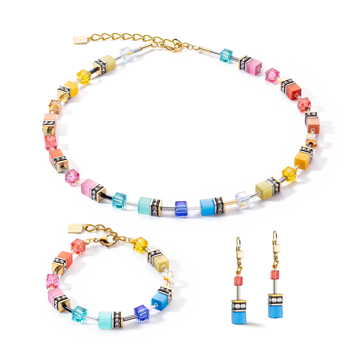 GeoCUBE® Iconic Classic Multicolour Gold necklace