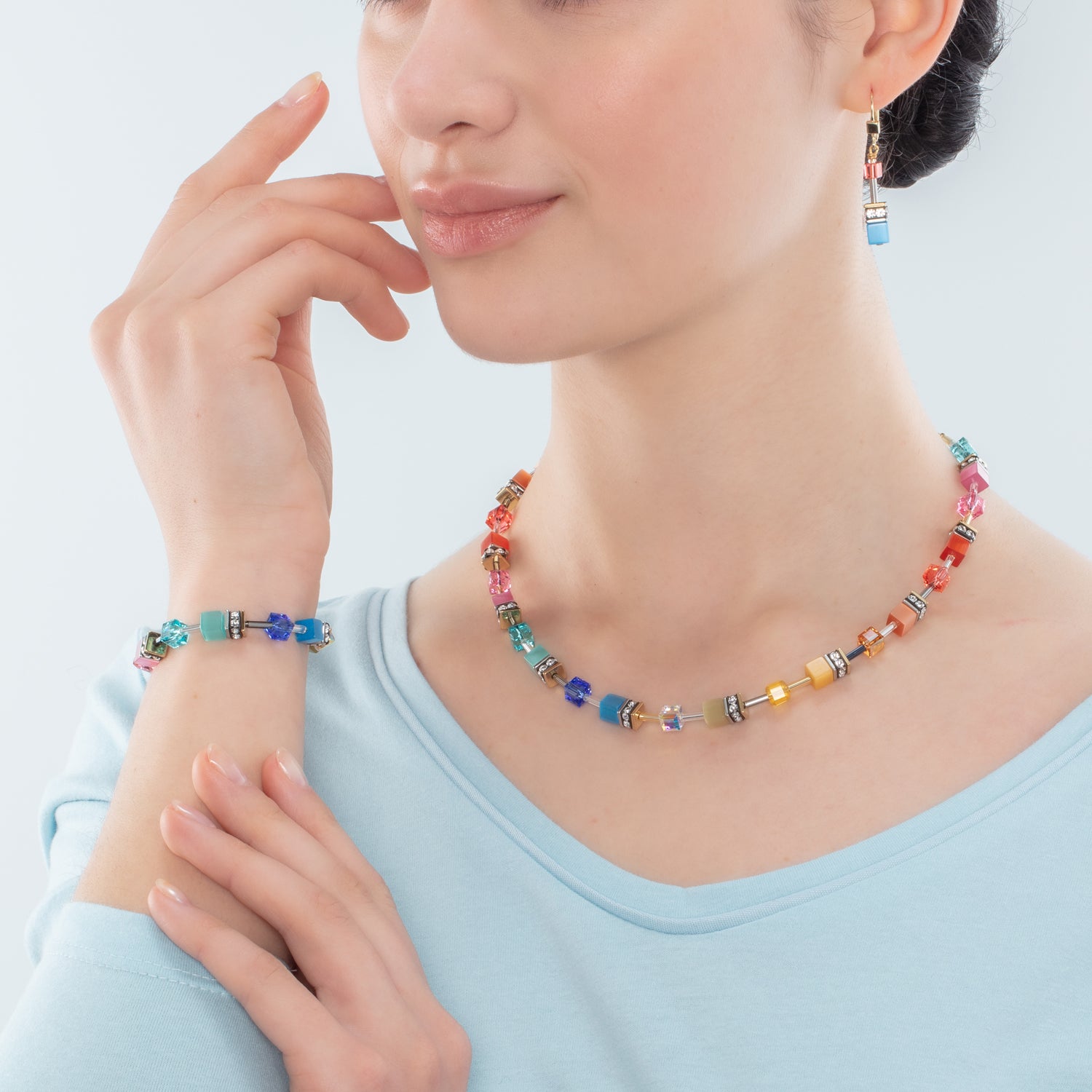 GeoCUBE® Iconic Classic Multicolour Gold necklace