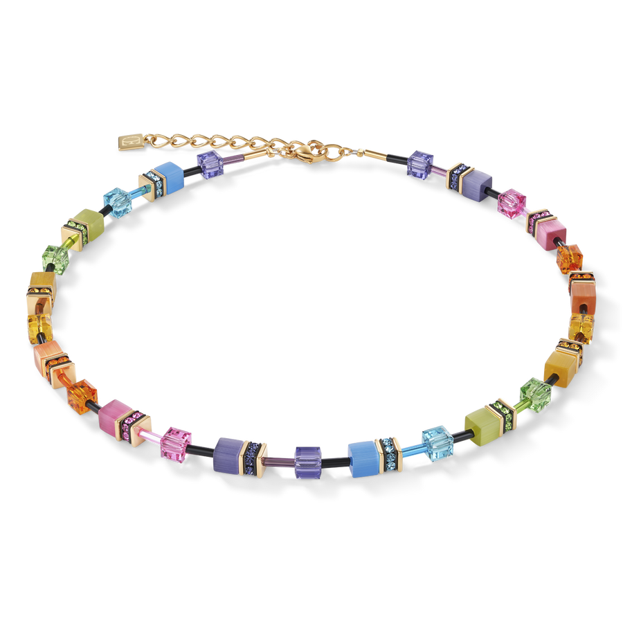 GeoCUBE® Necklace multicolour rainbow gold