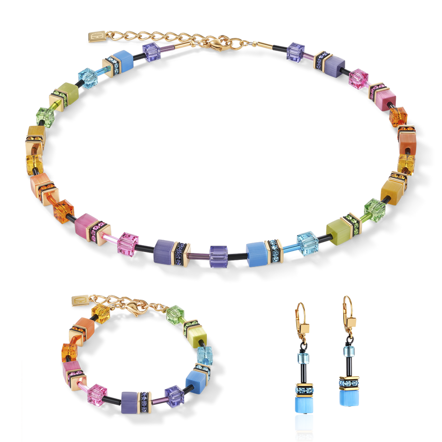 GeoCUBE® Necklace multicolour rainbow gold