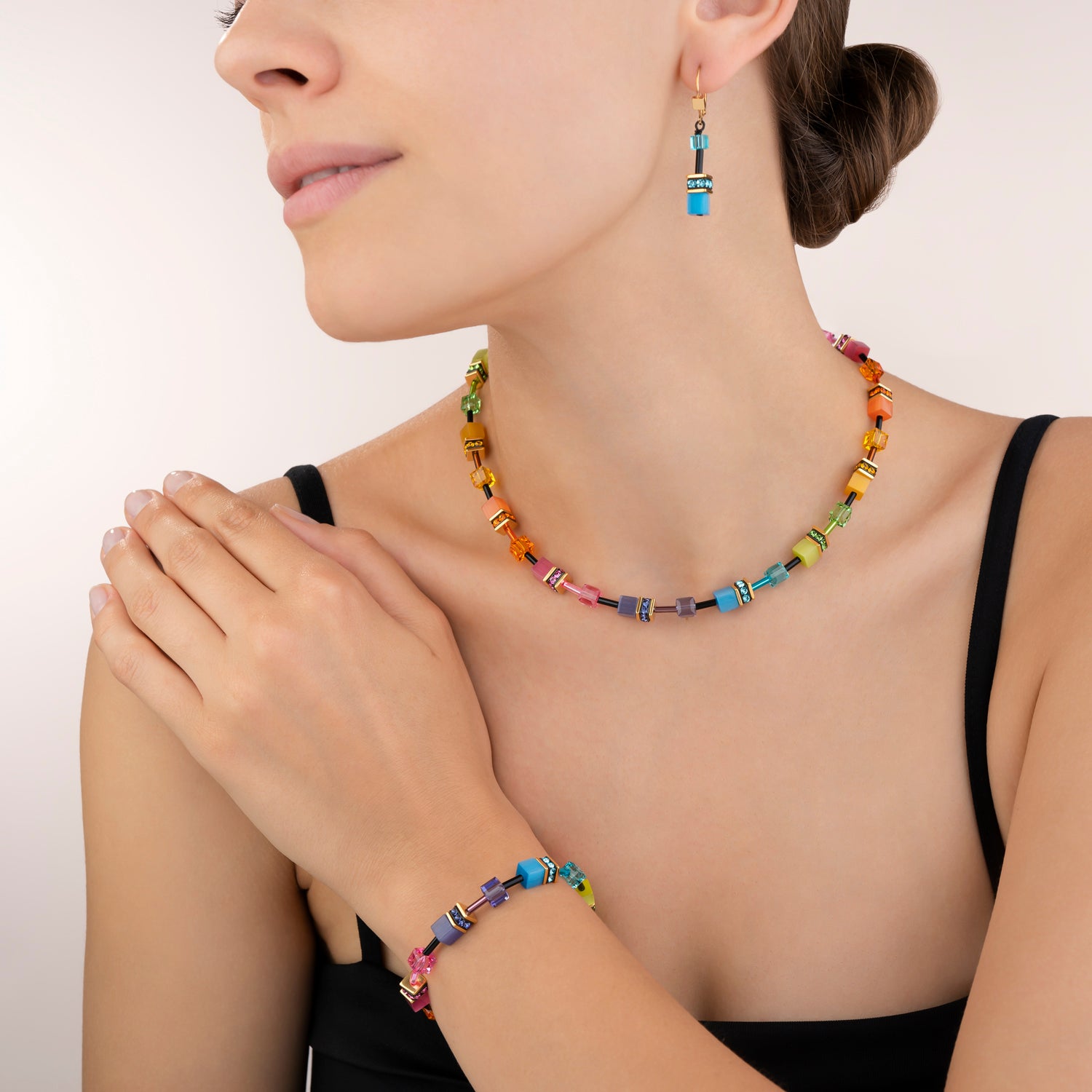 GeoCUBE® Necklace multicolour rainbow gold