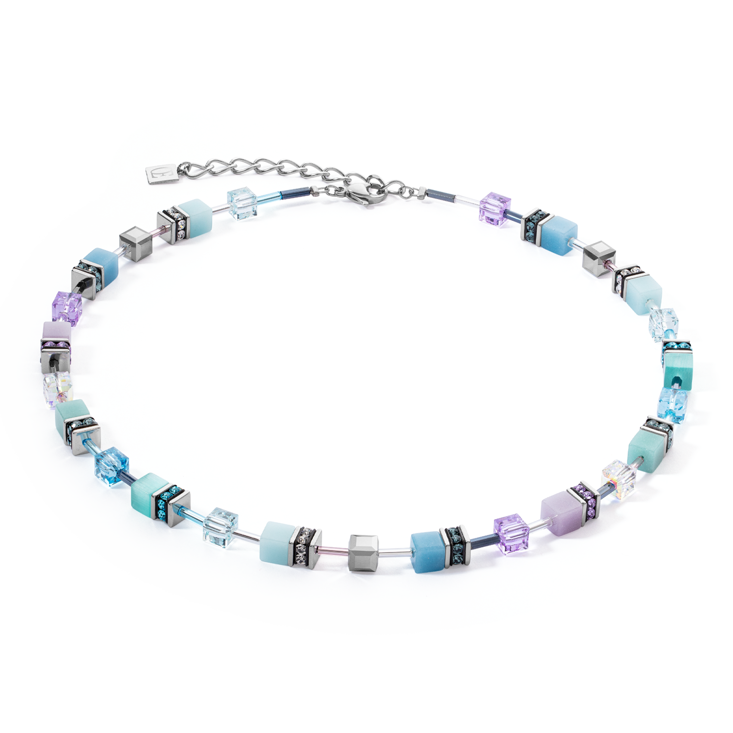 GeoCUBE® Iconic necklace aqua-lilac