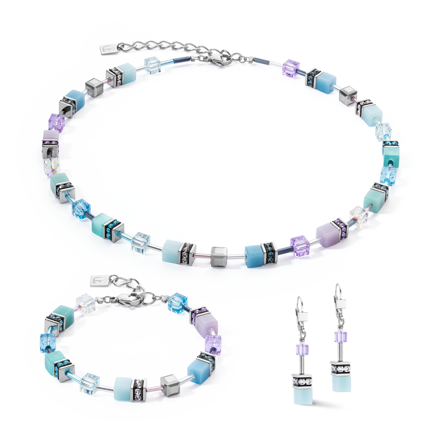 GeoCUBE® Iconic necklace aqua-lilac