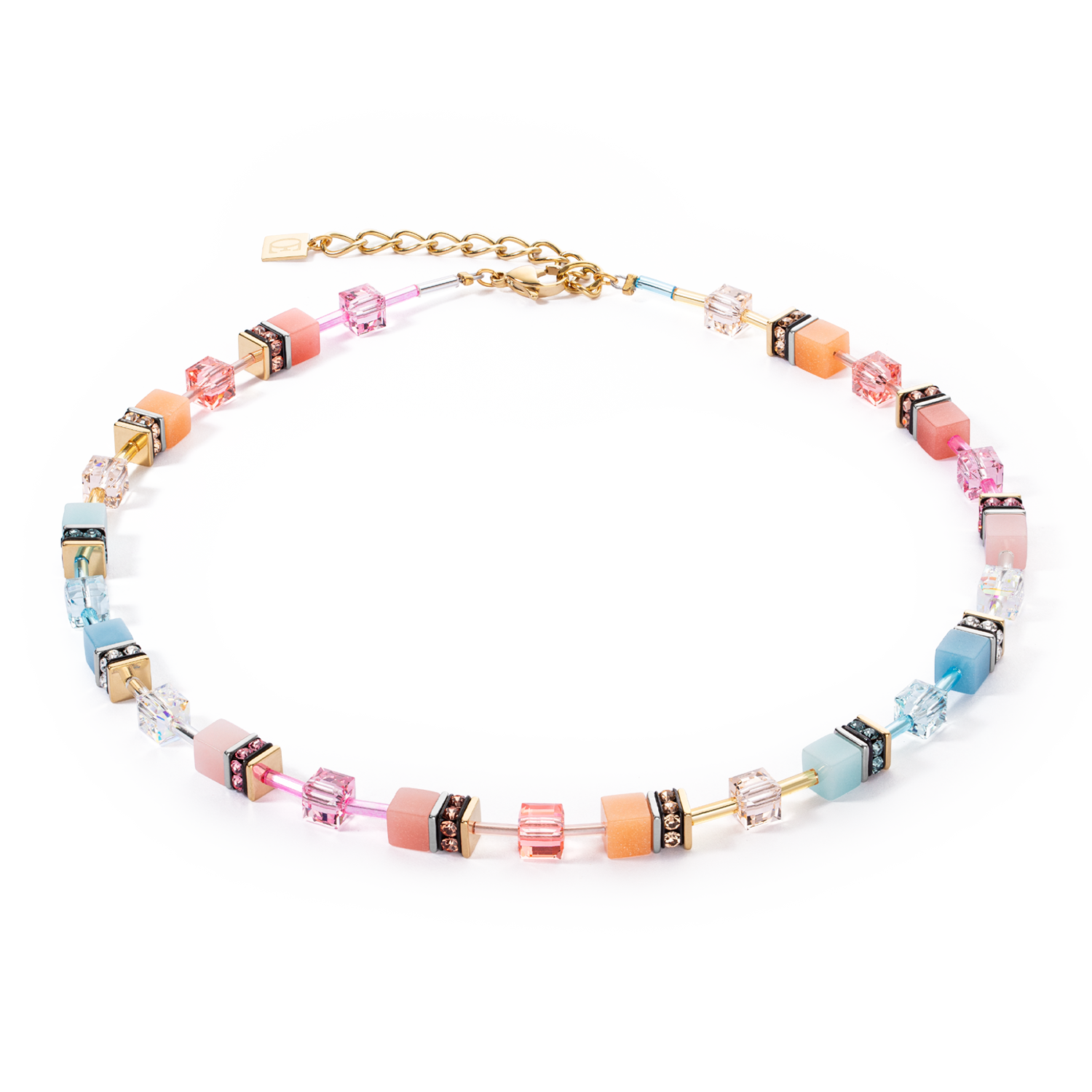 GeoCUBE® Iconic necklace aqua-apricot