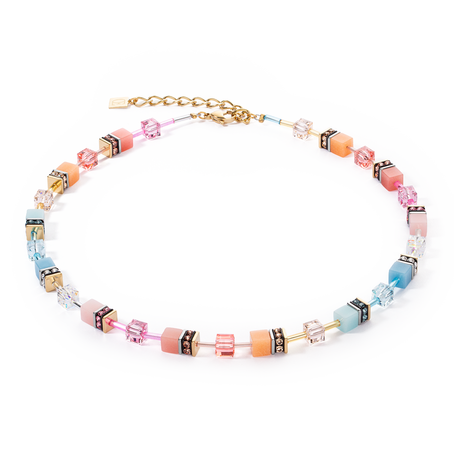 GeoCUBE® Iconic necklace aqua-apricot