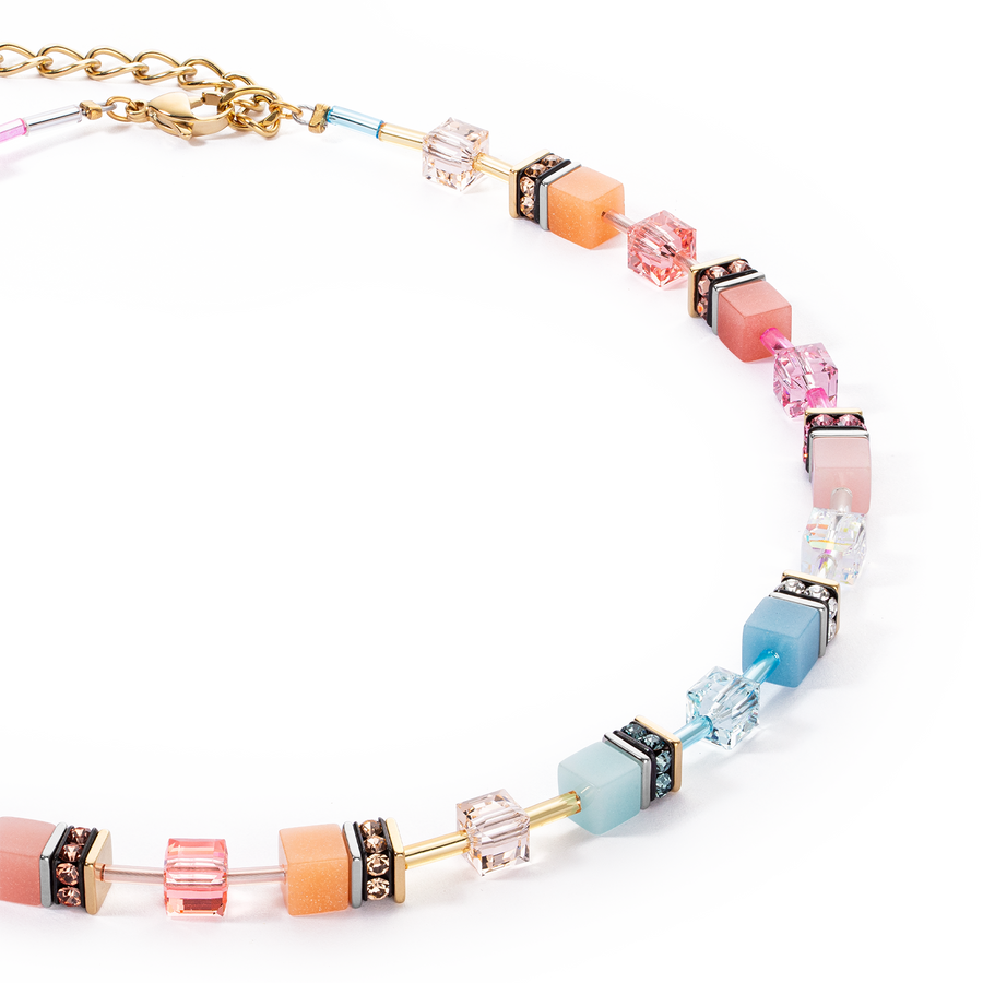 GeoCUBE® Iconic necklace aqua-apricot