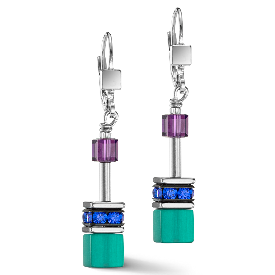 GeoCUBE® Iconic earrings turquoise lilac