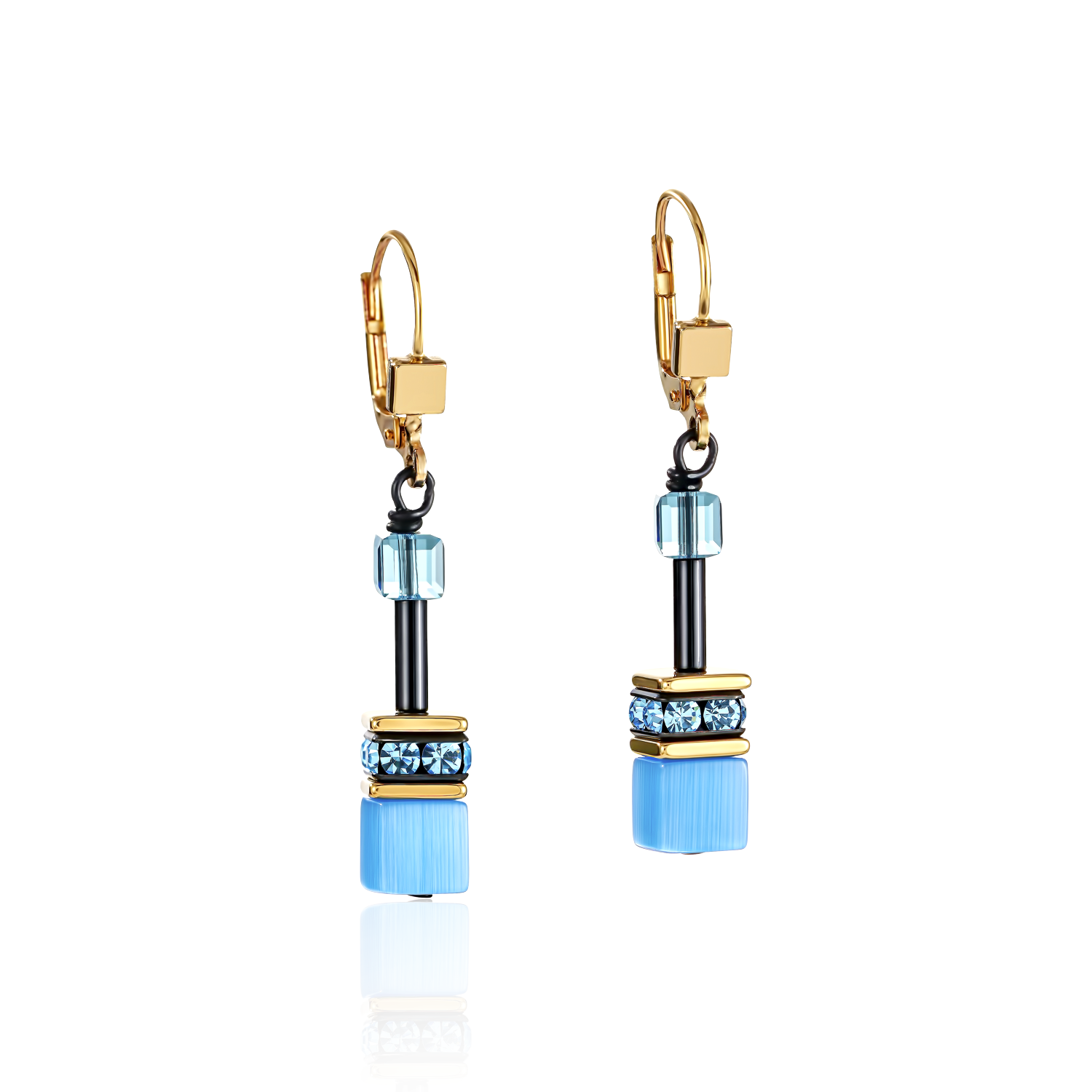 GeoCUBE® Earrings multicolour rainbow gold