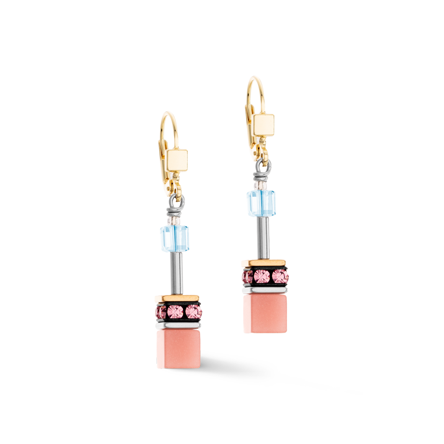 GeoCUBE® Iconic earrings aqua-apricot