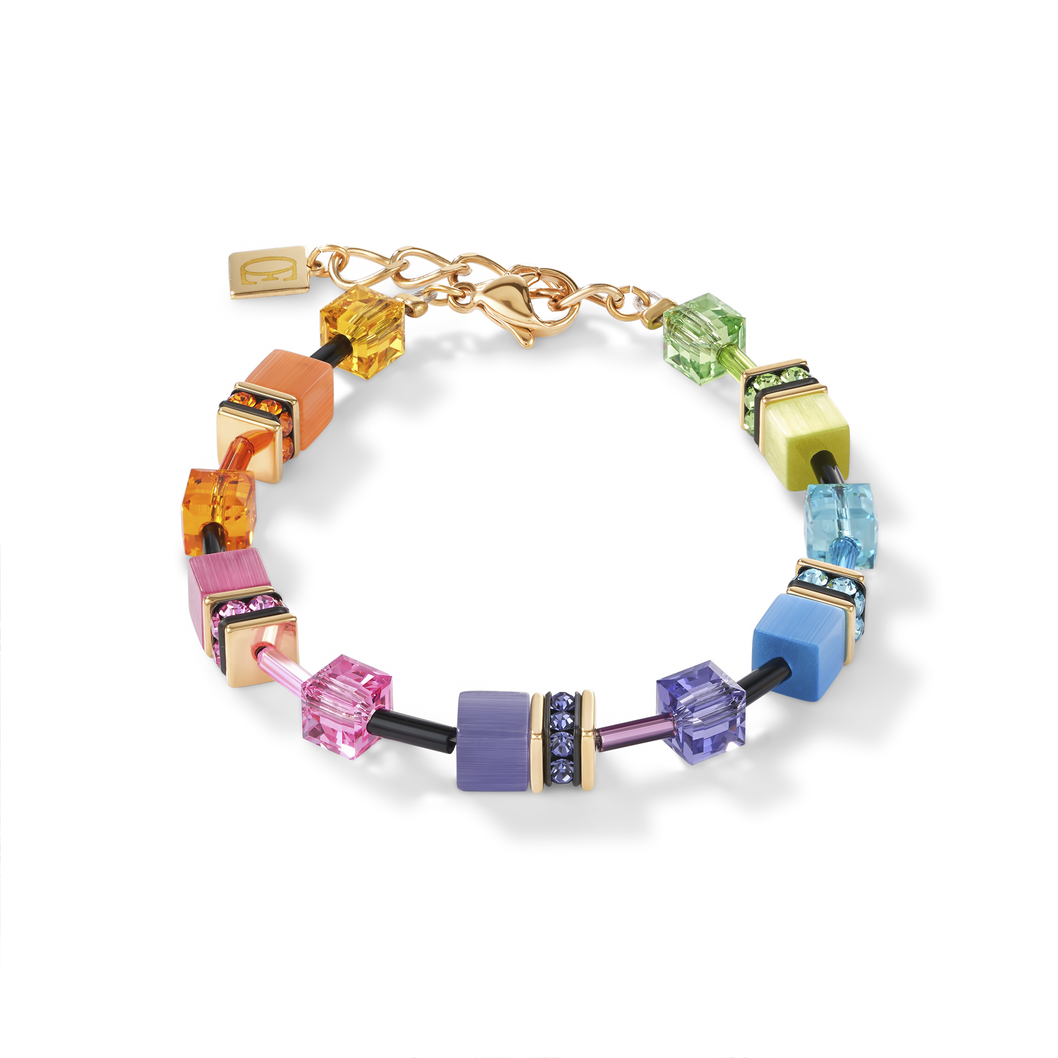 GeoCUBE® Bracelet multicolour rainbow gold