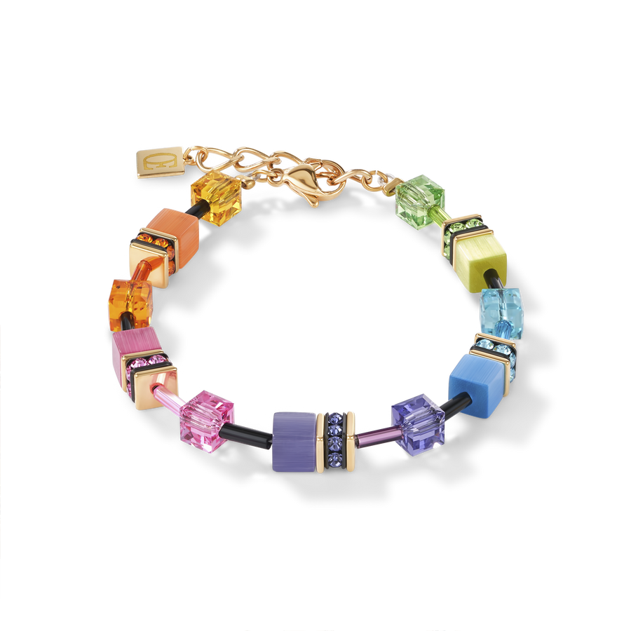 GeoCUBE® Bracelet multicolour rainbow gold