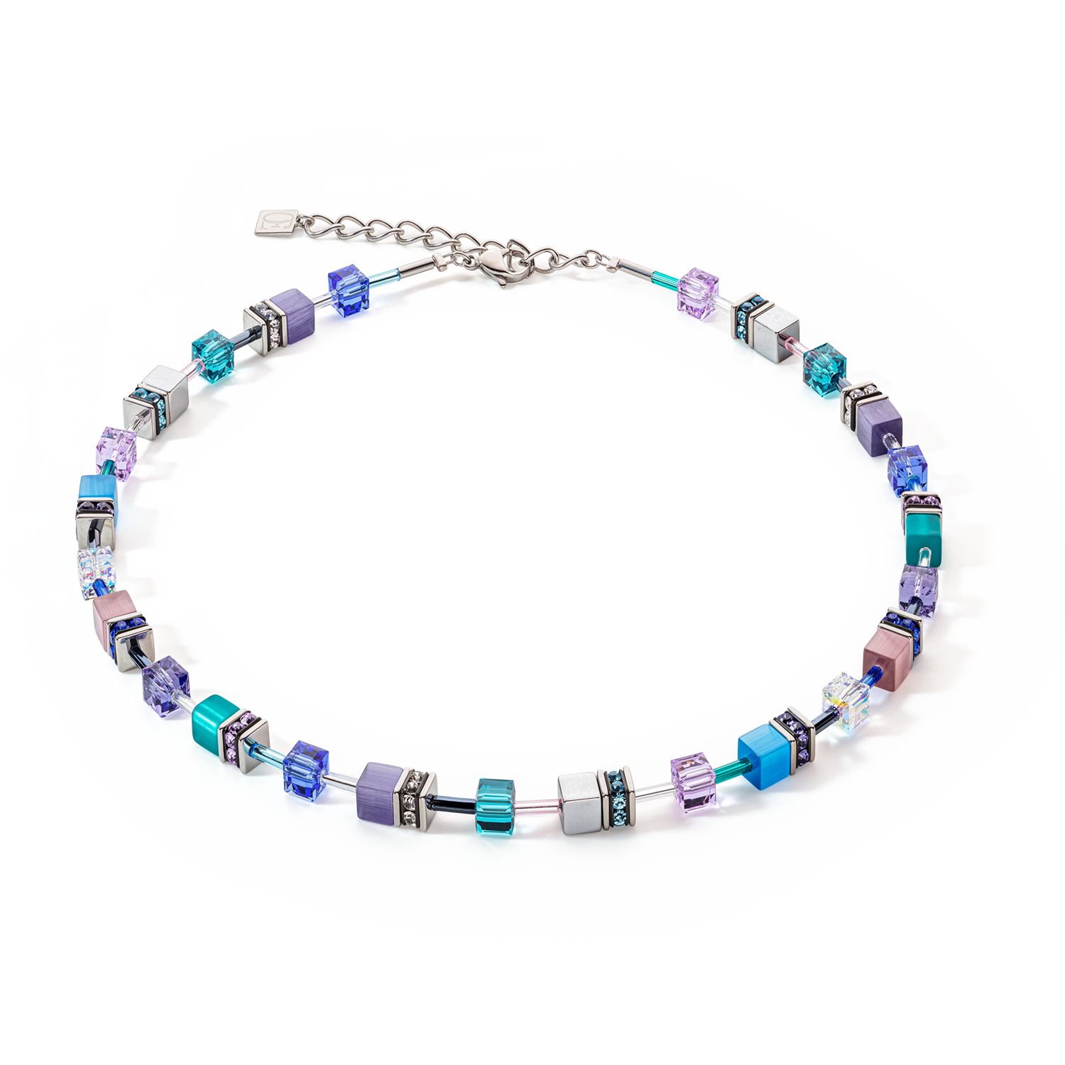 GeoCUBE® Iconic necklace turquoise-purple