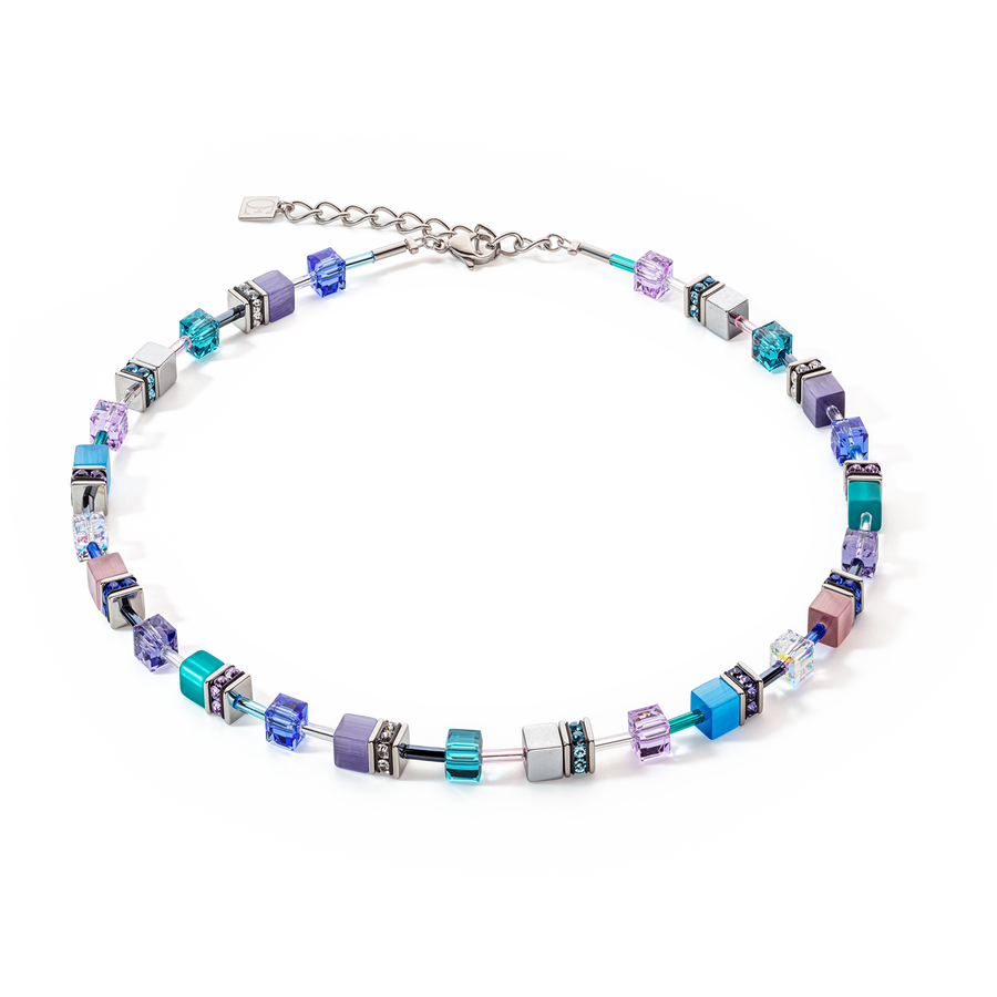 GeoCUBE® Iconic necklace turquoise-purple