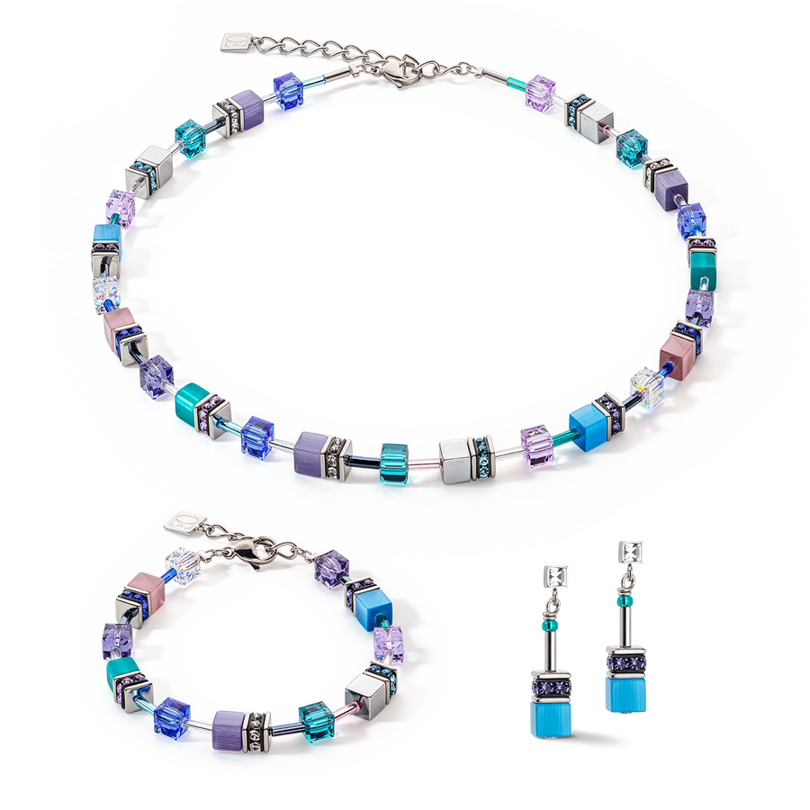 GeoCUBE® Iconic necklace turquoise-purple