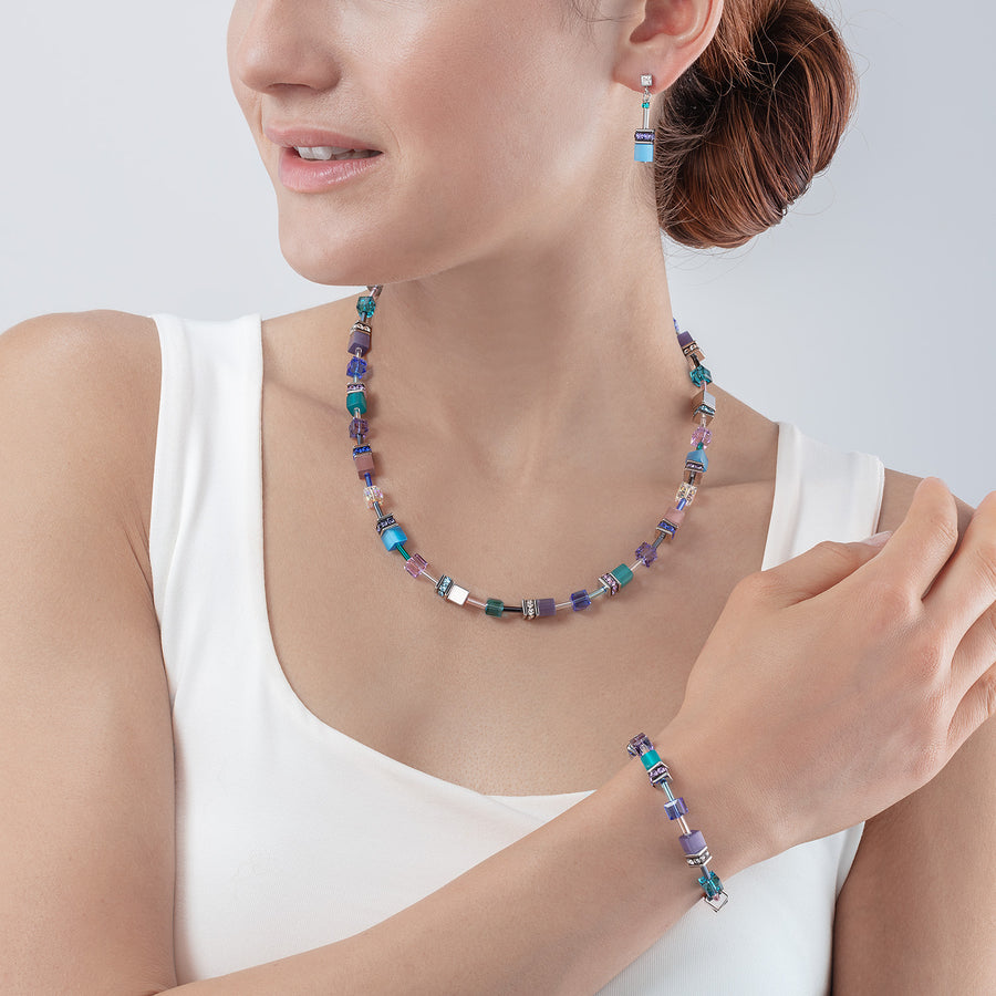GeoCUBE® Iconic necklace turquoise-purple