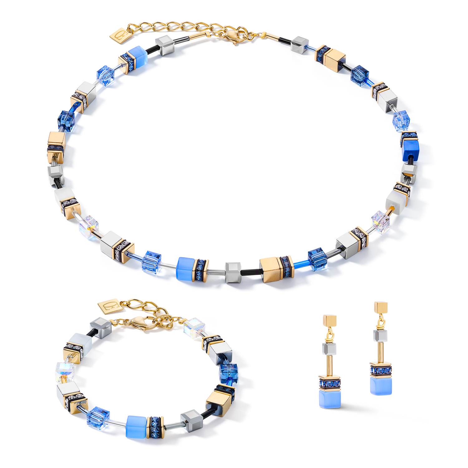 GeoCUBE® Necklace blue-gold