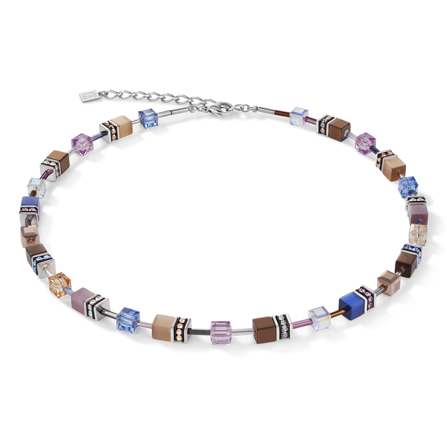 GeoCUBE® Necklace blue-brown-lilac