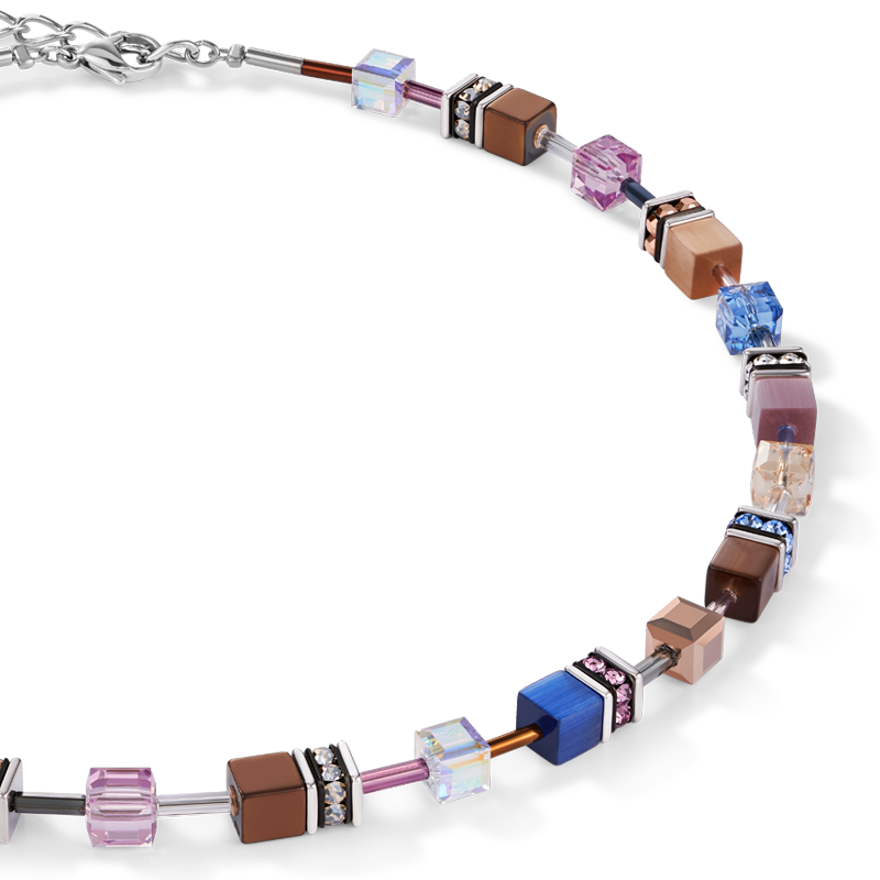 GeoCUBE® Necklace blue-brown-lilac