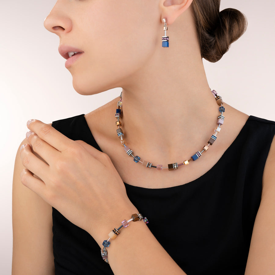 GeoCUBE® Necklace blue-brown-lilac