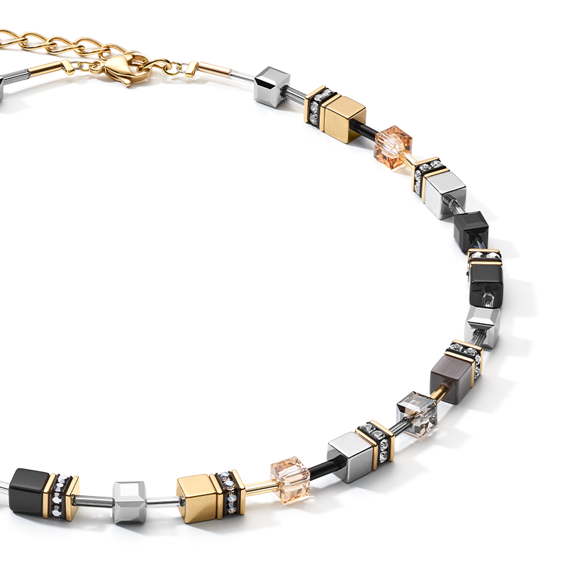 GEOCUBE® Necklace grey-gold