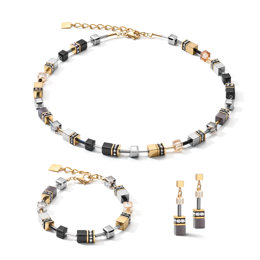 GEOCUBE® Necklace grey-gold