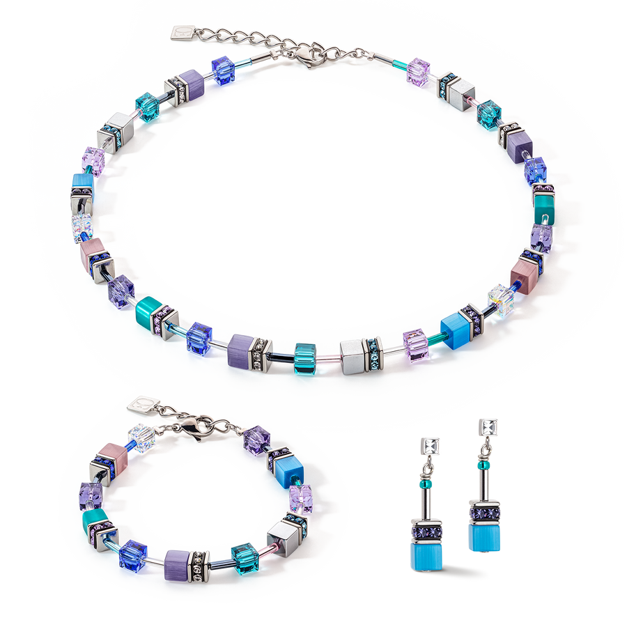 GeoCUBE® Iconic earrings turquoise-purple