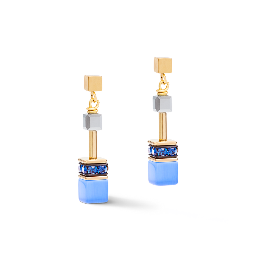 GeoCUBE® Earrings blue-gold