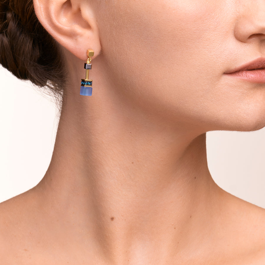GeoCUBE® Earrings blue-gold