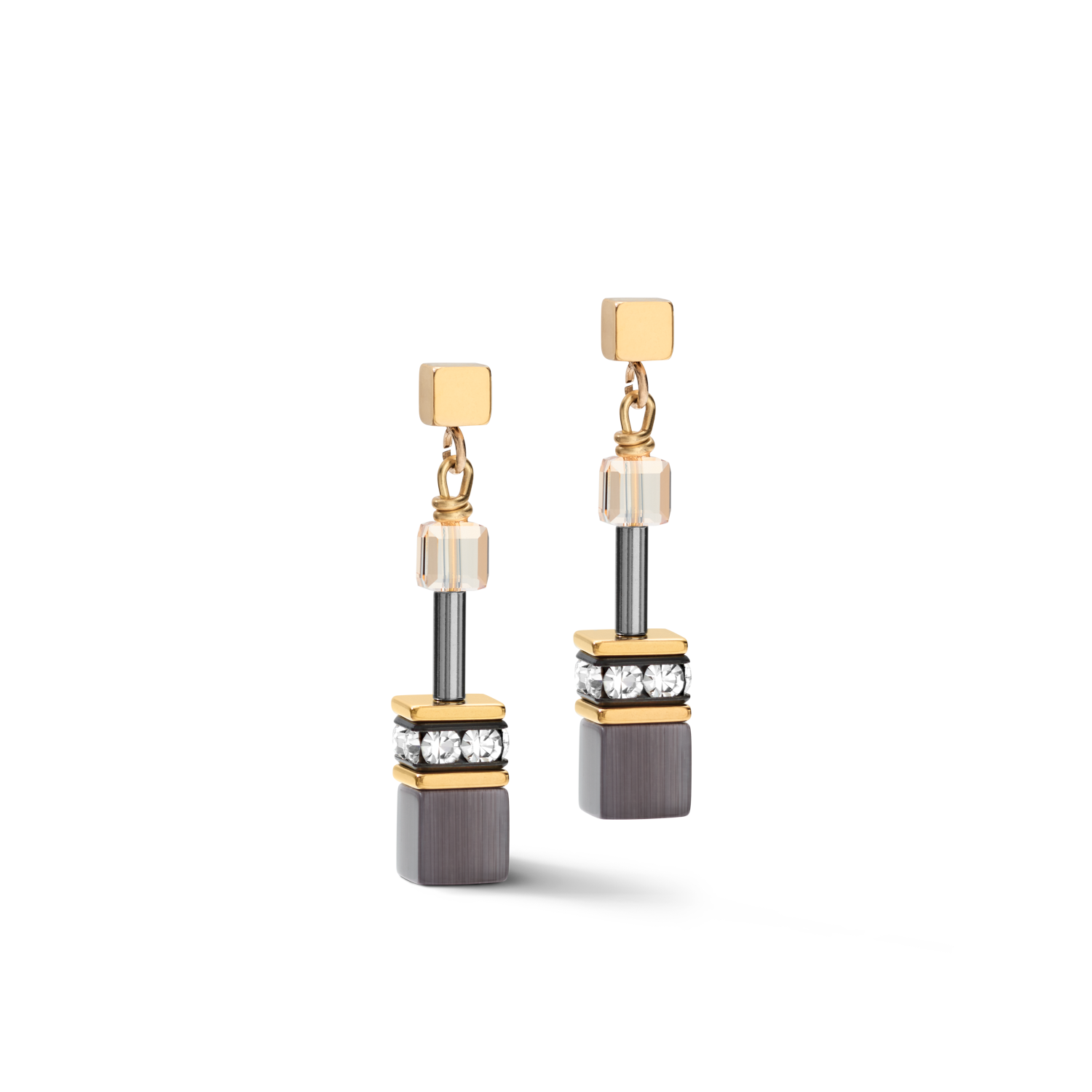 GEOCUBE® Earrings grey-gold