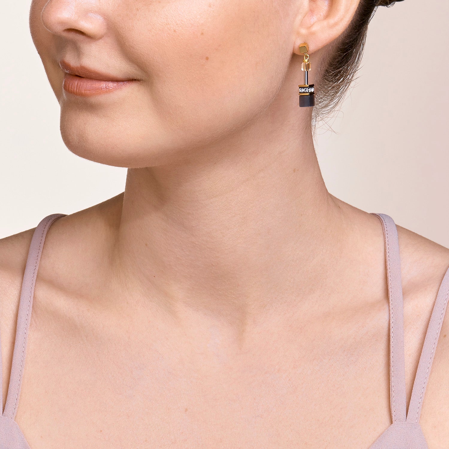 GEOCUBE® Earrings grey-gold