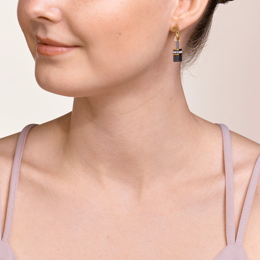 GEOCUBE® Earrings grey-gold