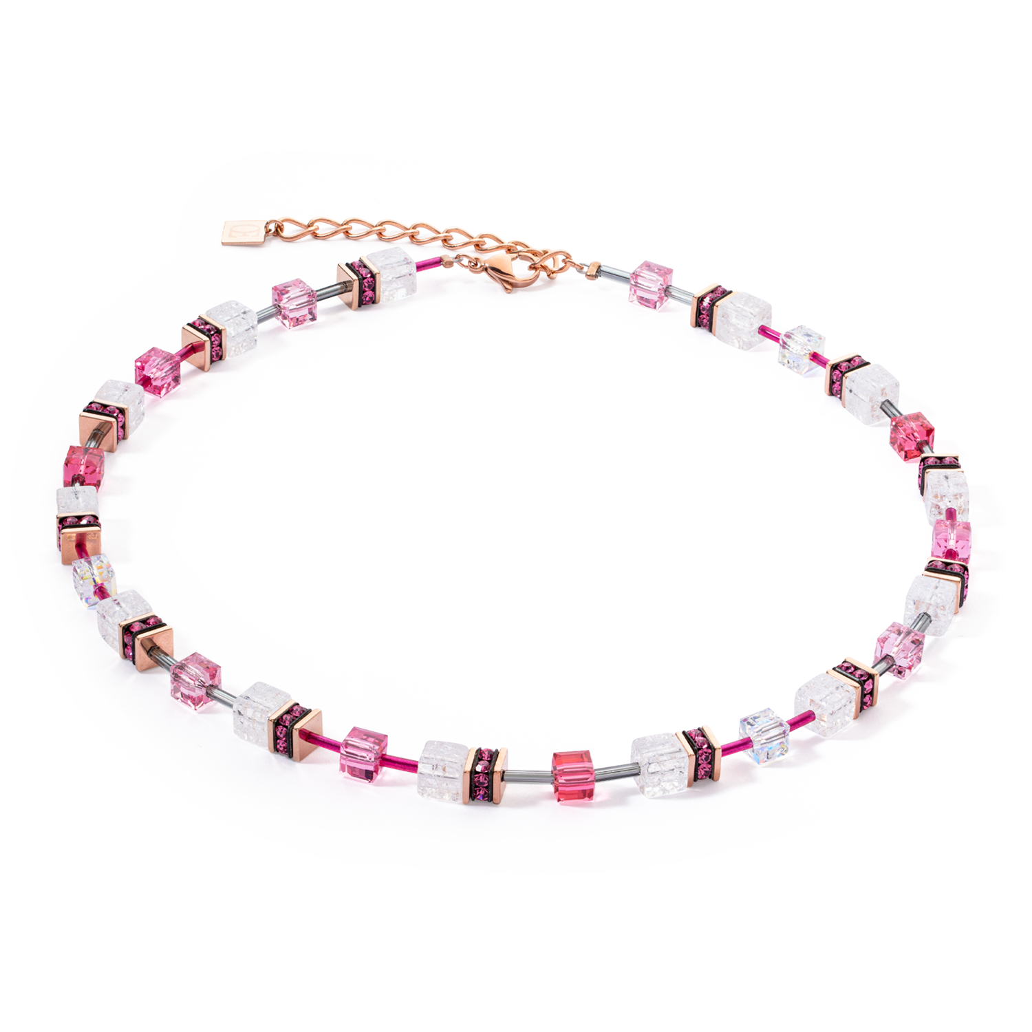 GeoCUBE® Iconic Nature necklace pink white