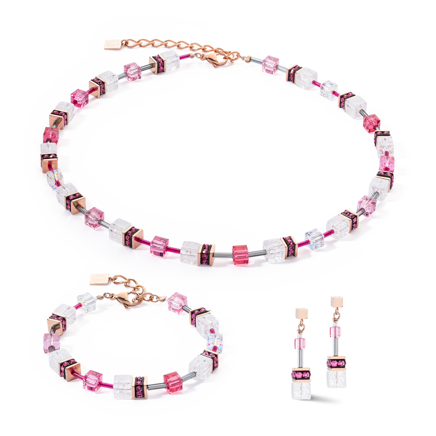 GeoCUBE® Iconic Nature necklace pink white