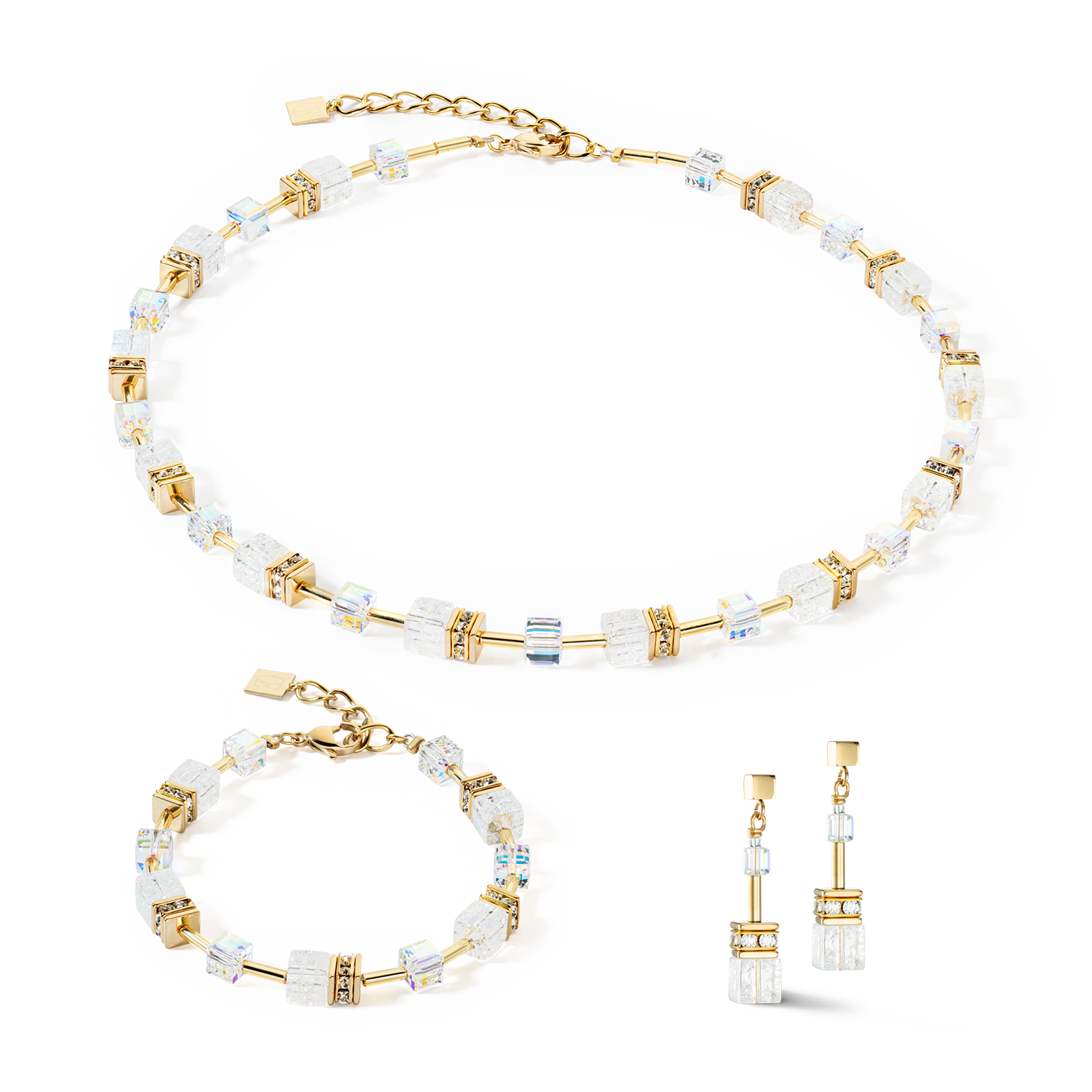 GeoCUBE® Iconic Nature necklace gold white