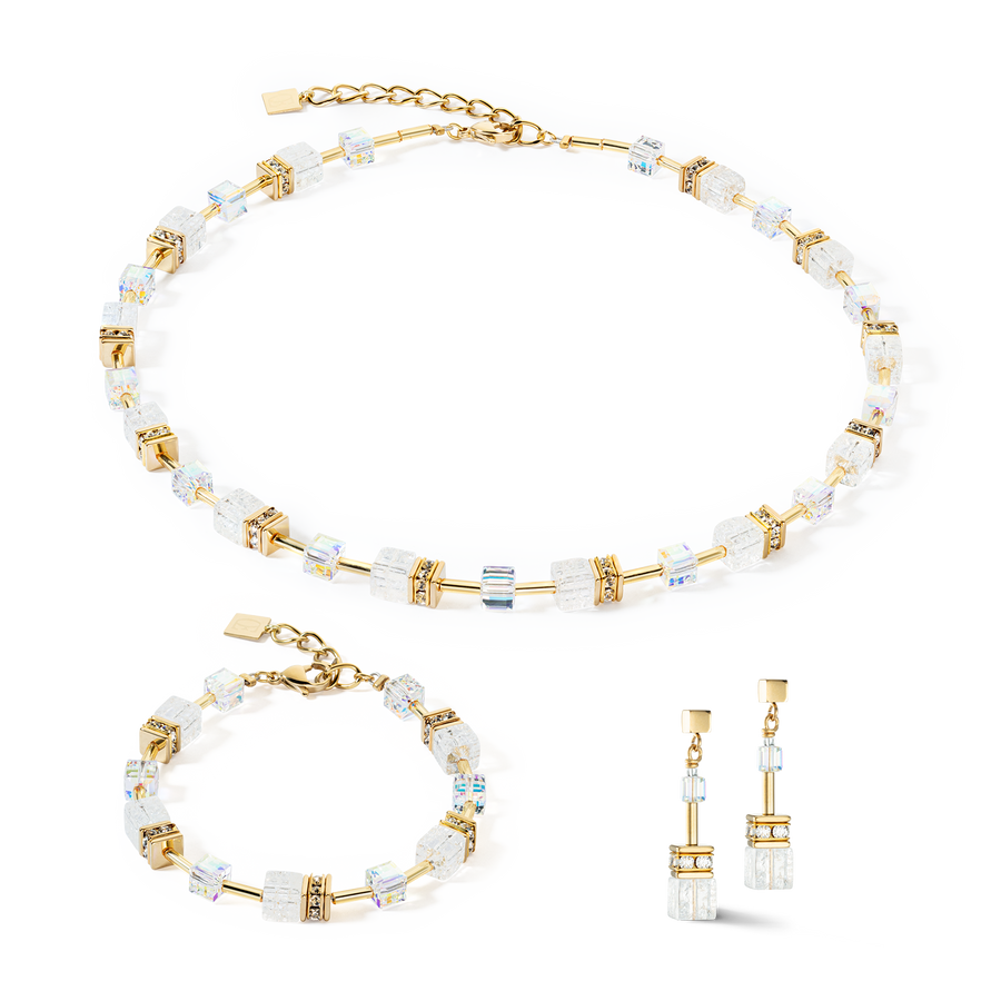 GeoCUBE® Iconic Nature necklace gold white