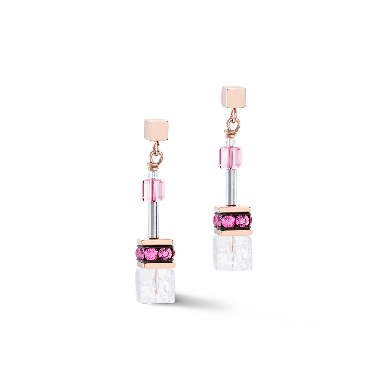 GeoCUBE® Iconic Nature earrings pink white