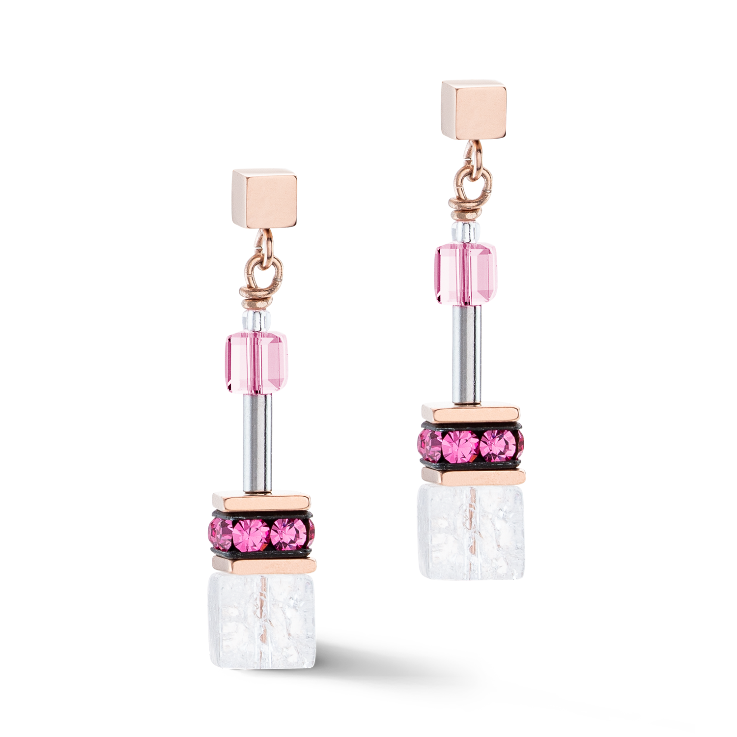 GeoCUBE® Iconic Nature earrings pink white