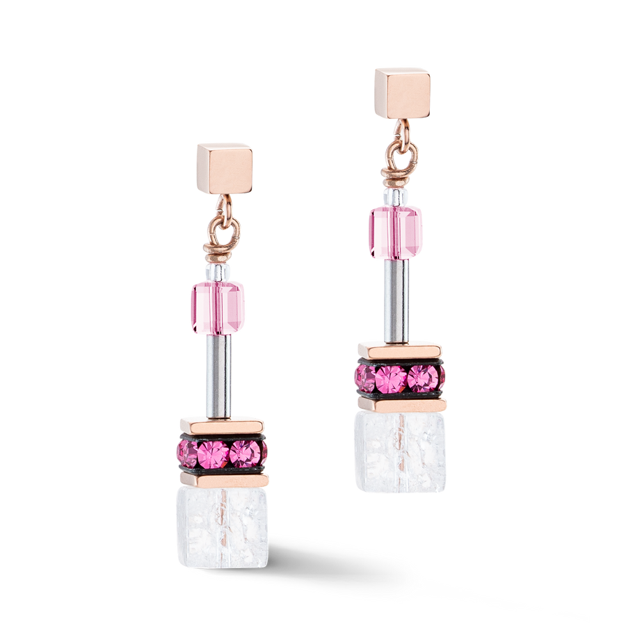 GeoCUBE® Iconic Nature earrings pink white