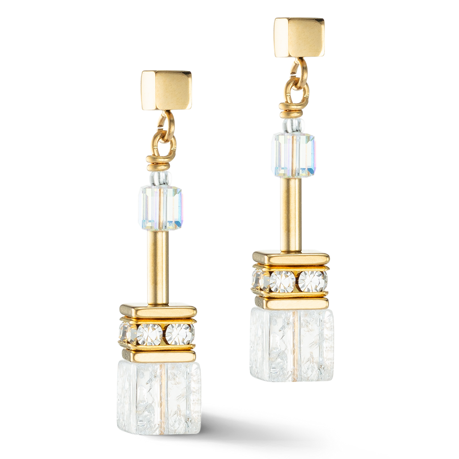 GeoCUBE® Iconic Nature earrings gold white