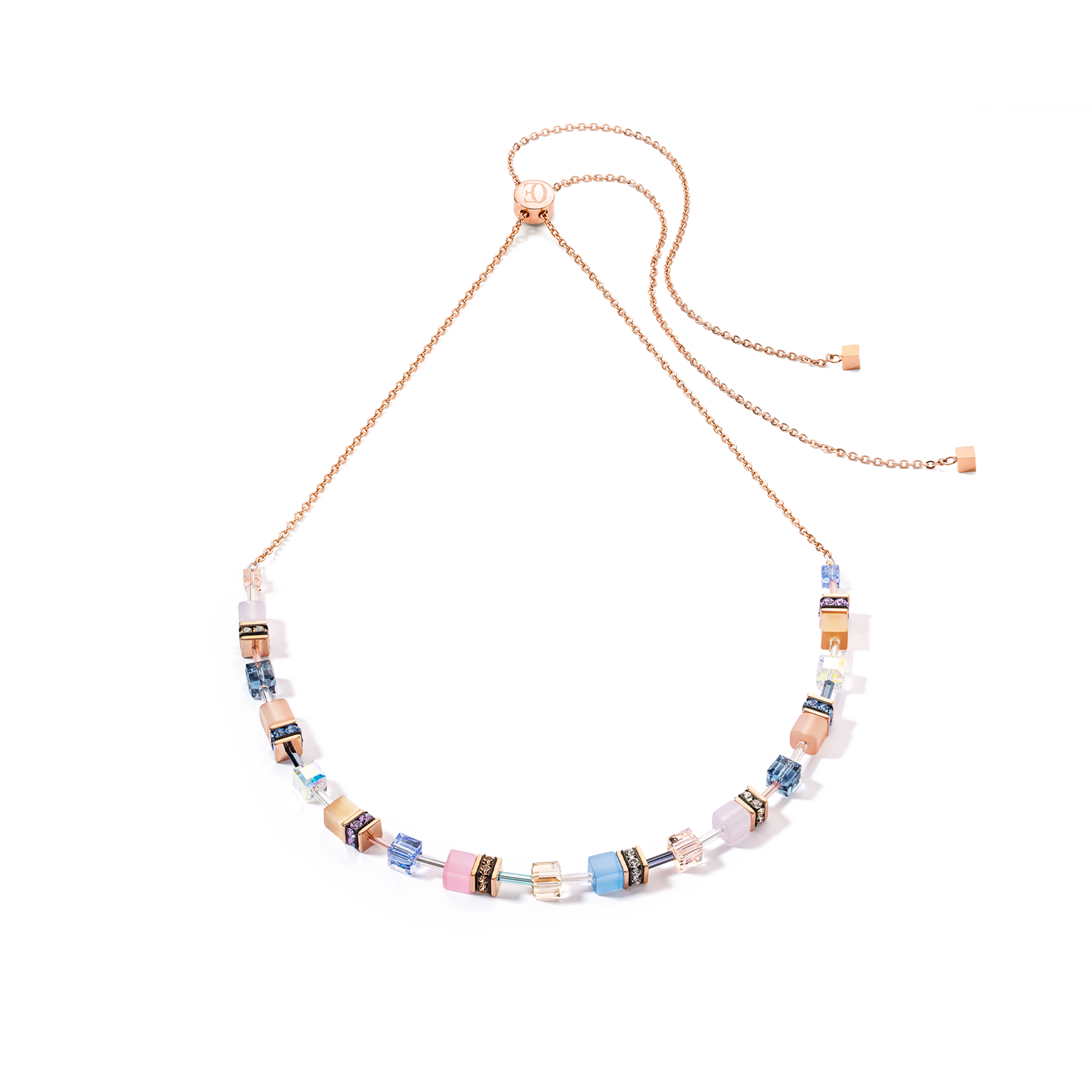 GeoCUBE® Iconic Chain necklace pale blue pink